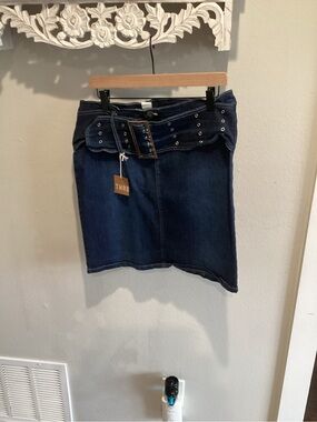 50% Off! 3 Days Only!     NWT - Dk Blue Denim Mini Skirt wStudded Belt